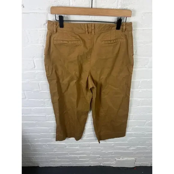 Garnet Hill Women's Wide Leg Chino Pant Low Rise Cotton Brown Size 12 - Picture 4 of 6